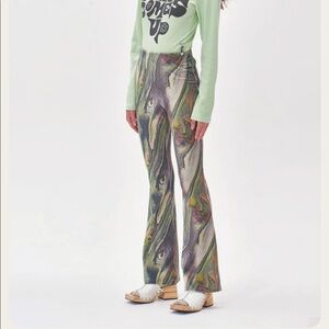 New Damson Madder PEGGY MARBLE PRINT FLARES - MULTI